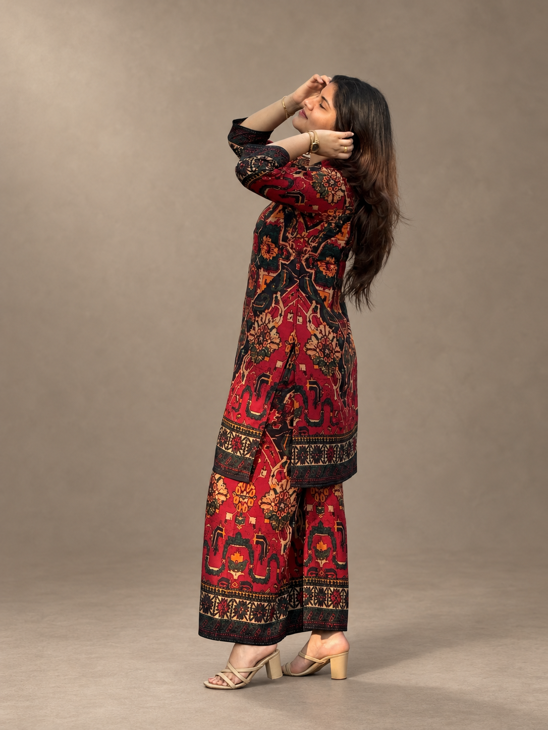 Megh – Red & Black Ethnic Print Cotton Co-ord Set