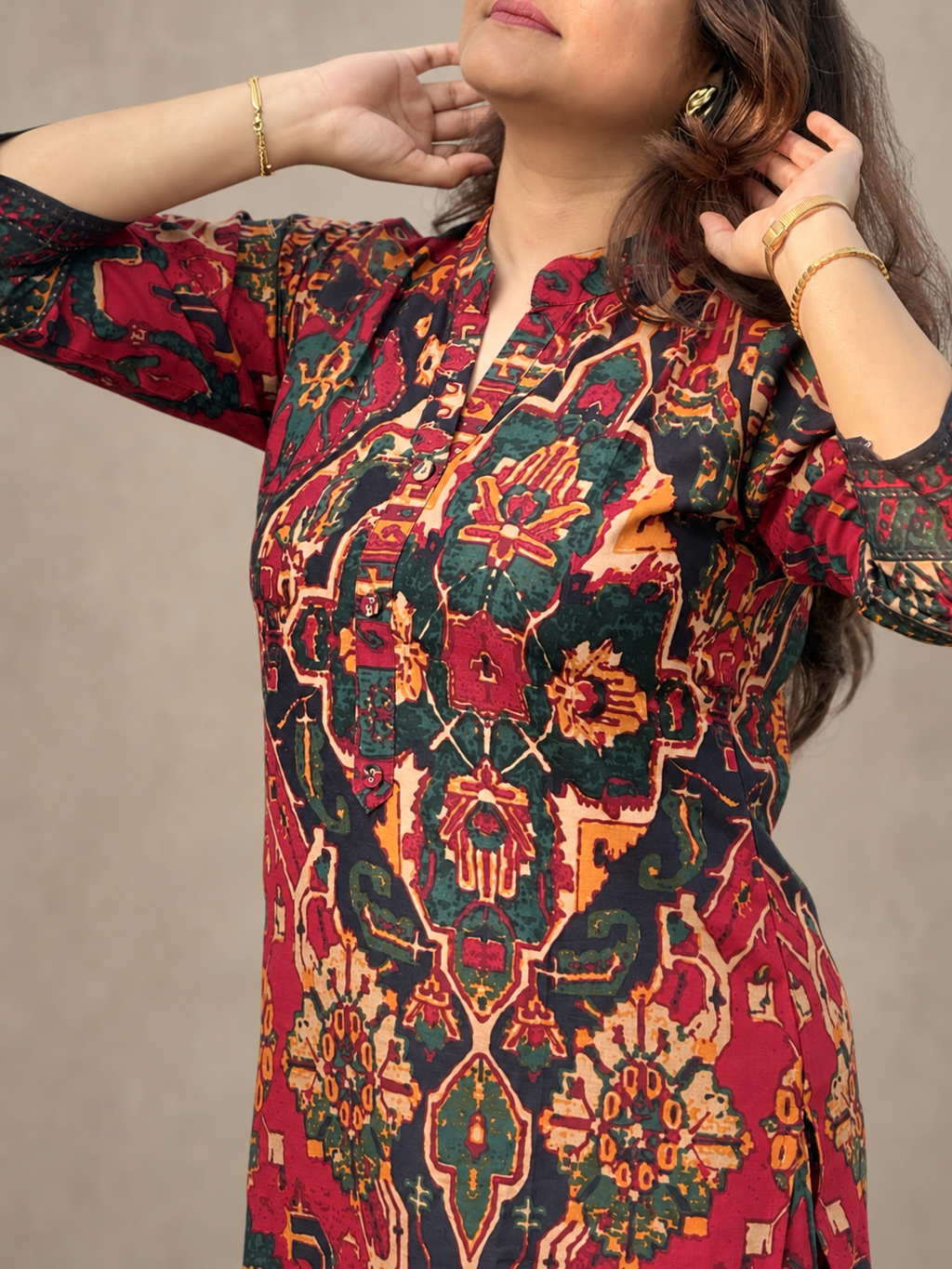 Megh – Red & Black Ethnic Print Cotton Co-ord Set