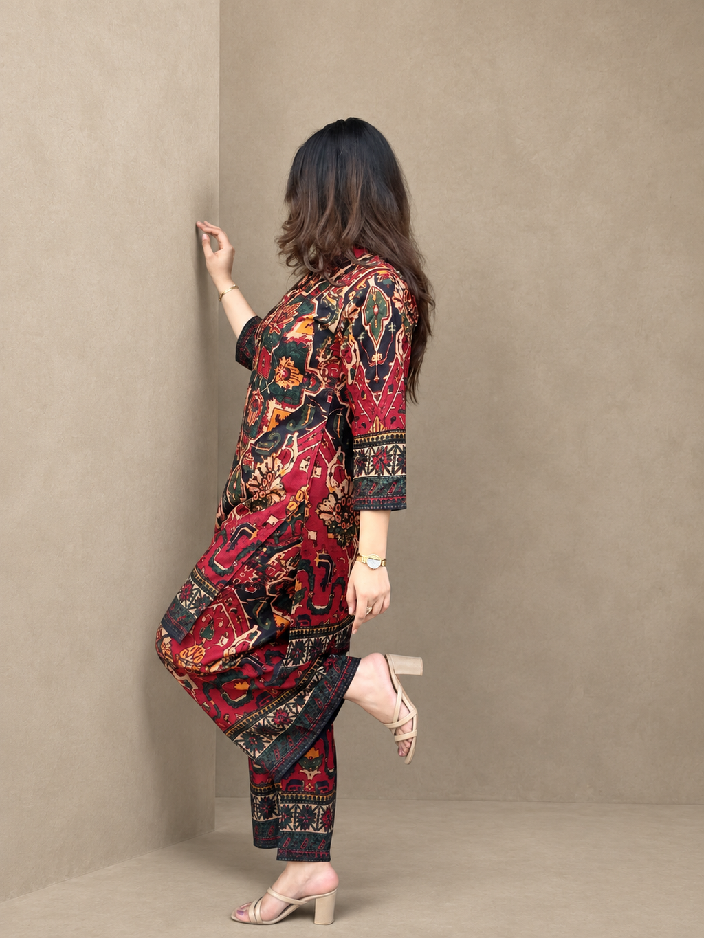 Megh – Red & Black Ethnic Print Cotton Co-ord Set