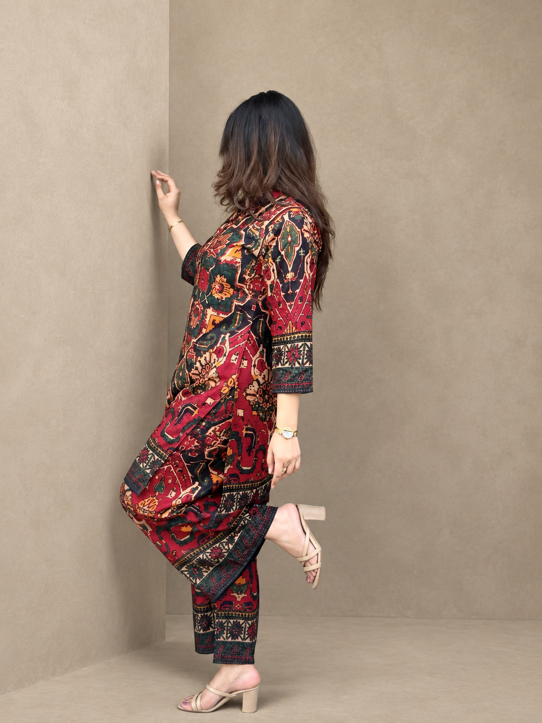 Megh – Red & Black Ethnic Print Cotton Co-ord Set
