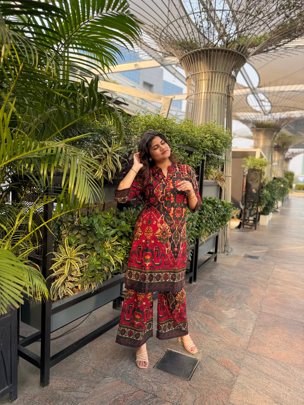 Megh – Red & Black Ethnic Print Cotton Co-ord Set
