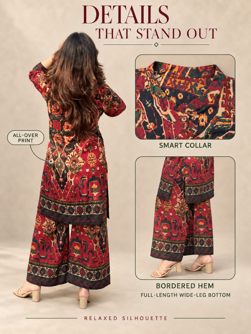 Megh – Red & Black Ethnic Print Cotton Co-ord Set