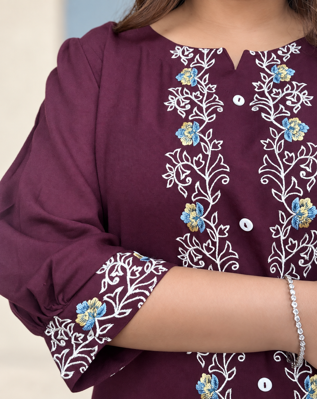 Jamuni – Deep Plum Floral Embroidered Cotton Co-ord Set