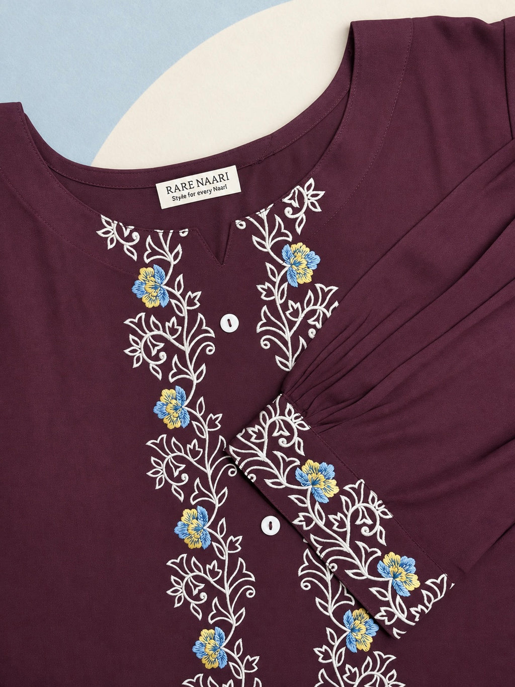 Jamuni – Deep Plum Floral Embroidered Cotton Co-ord Set