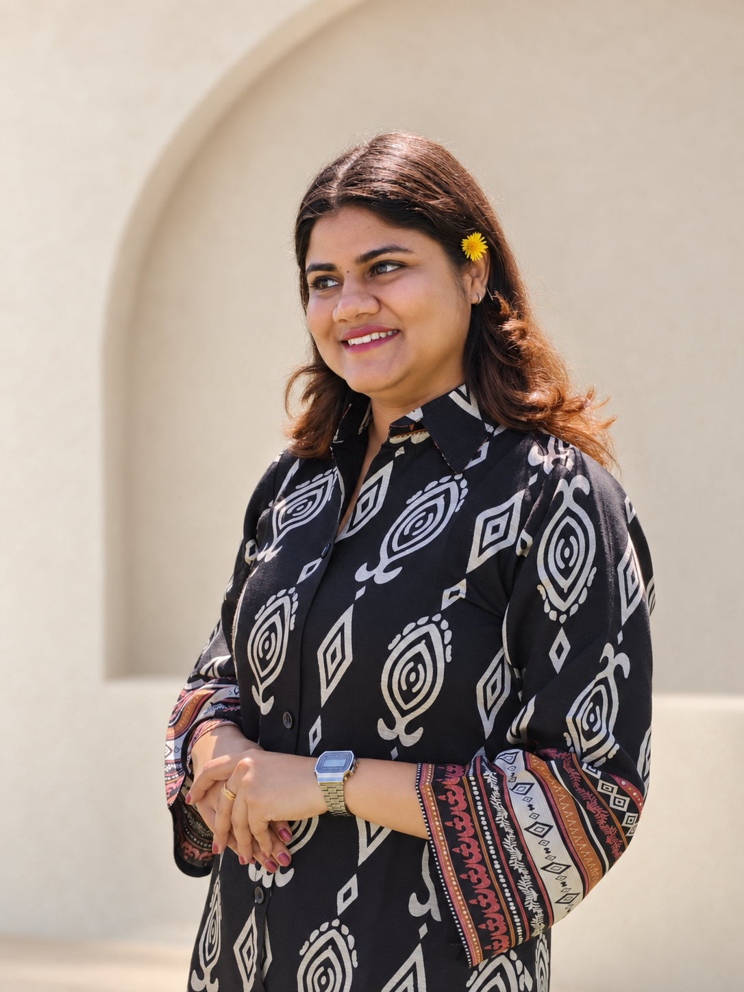 Meghra – Black Ikat-Style Print Cotton Co-ord Set