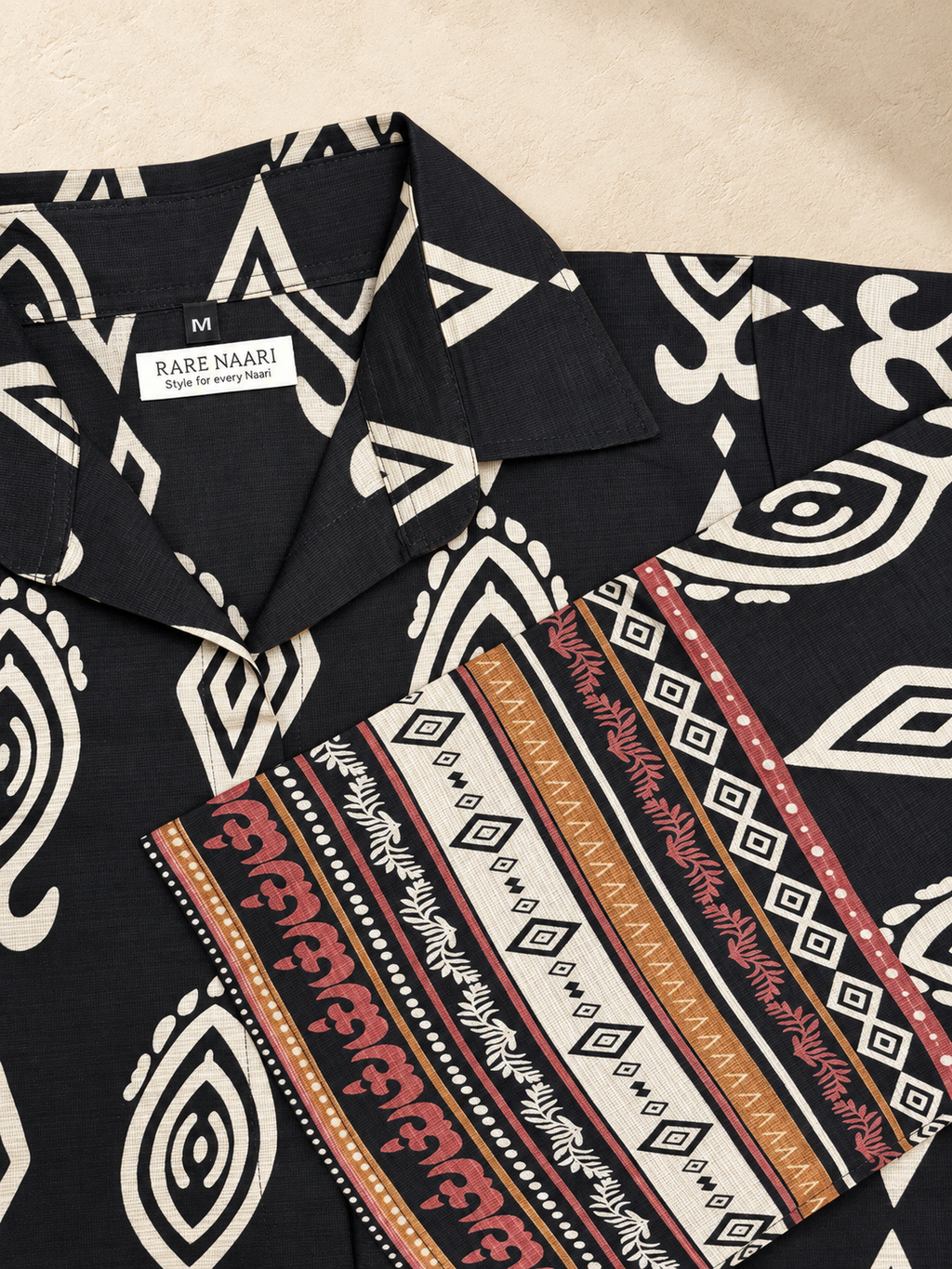 Meghra – Black Ikat-Style Print Cotton Co-ord Set