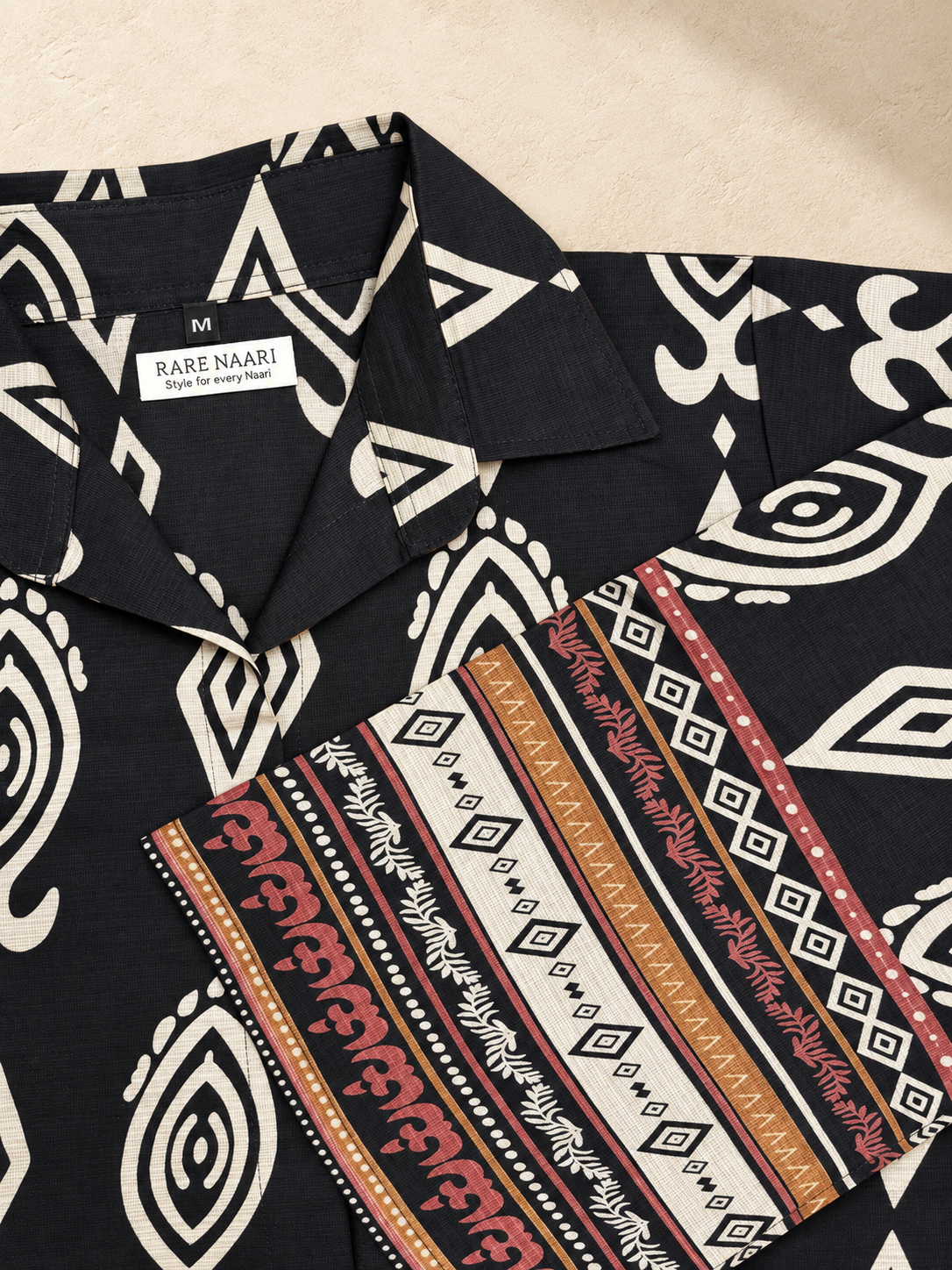 Meghra – Black Ikat-Style Print Cotton Co-ord Set