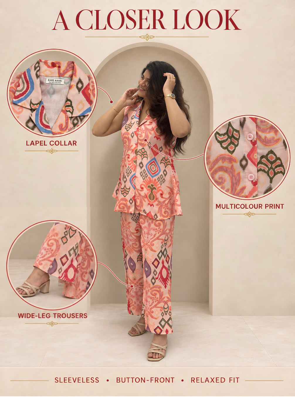 Kamal – Peach Pink Multicolour Print Cotton Co-ord Set