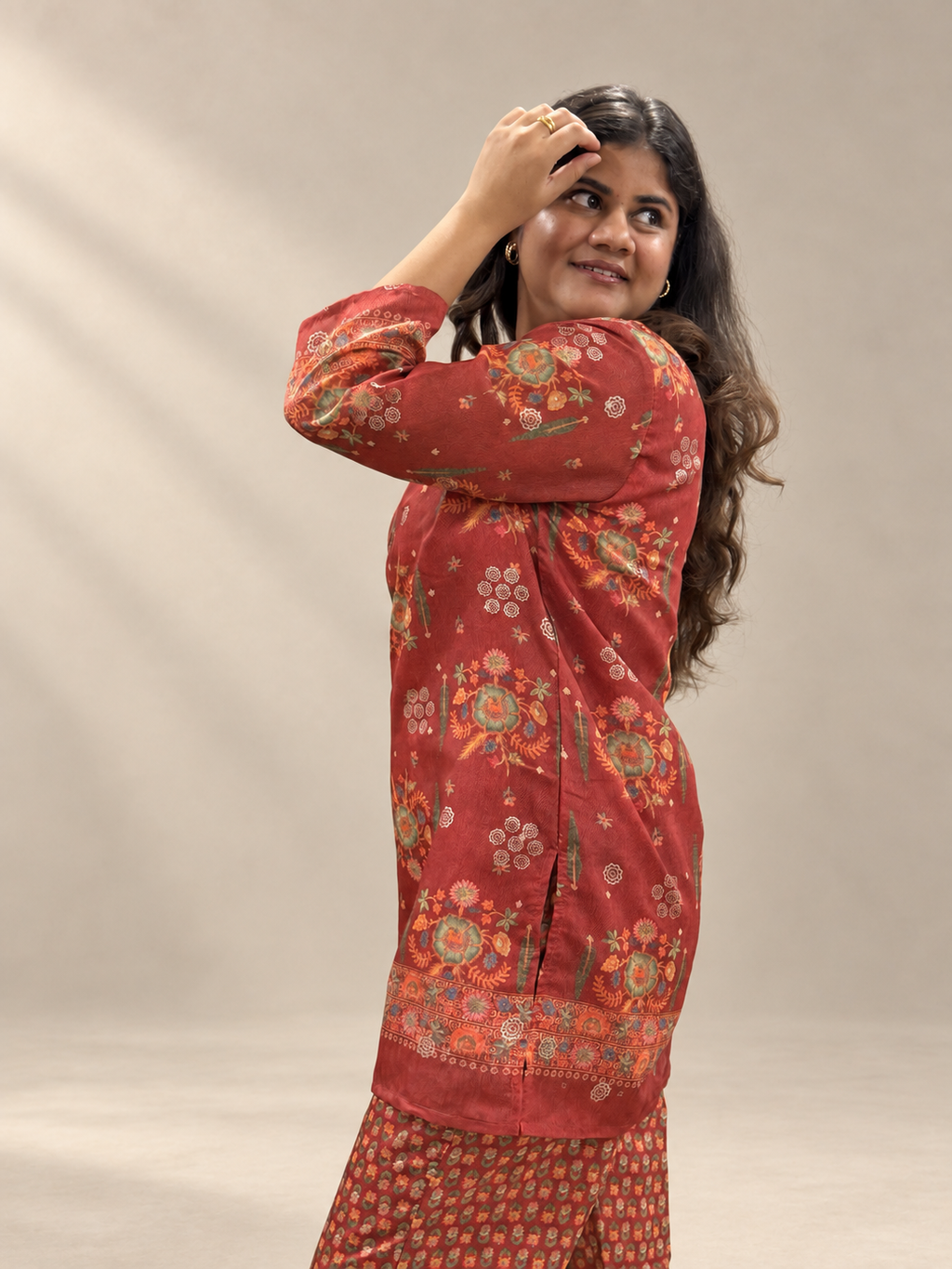 Rangoli – Rust Red Ethnic Printed Co-ord Set