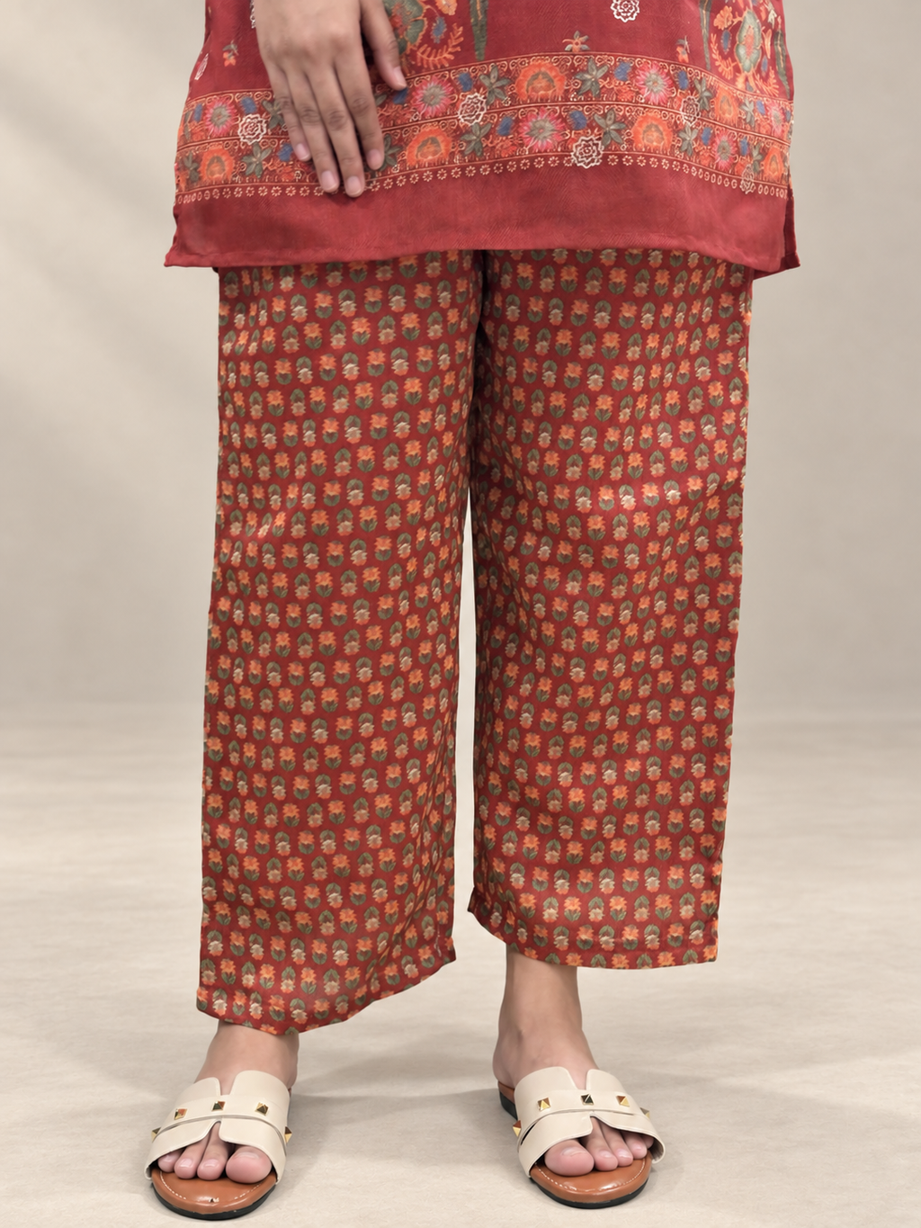 Rangoli – Rust Red Ethnic Printed Co-ord Set