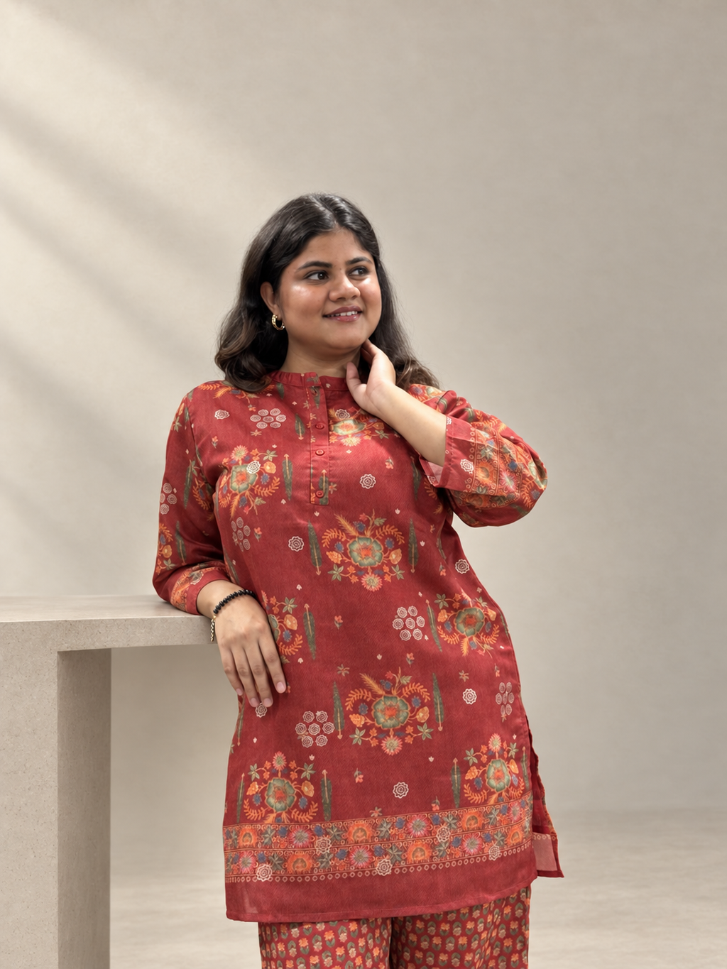 Rangoli – Rust Red Ethnic Printed Co-ord Set