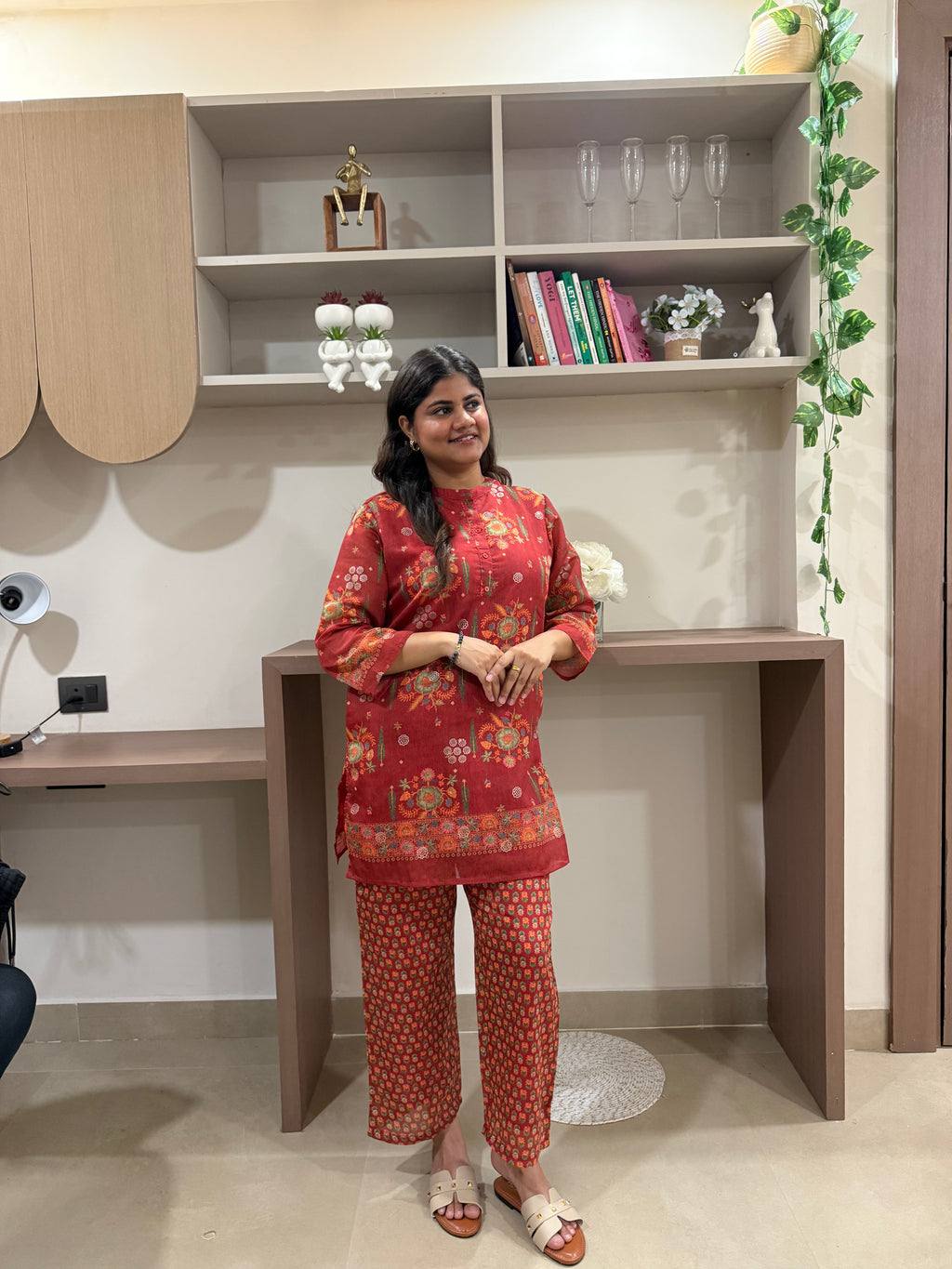 Rangoli – Rust Red Ethnic Printed Co-ord Set
