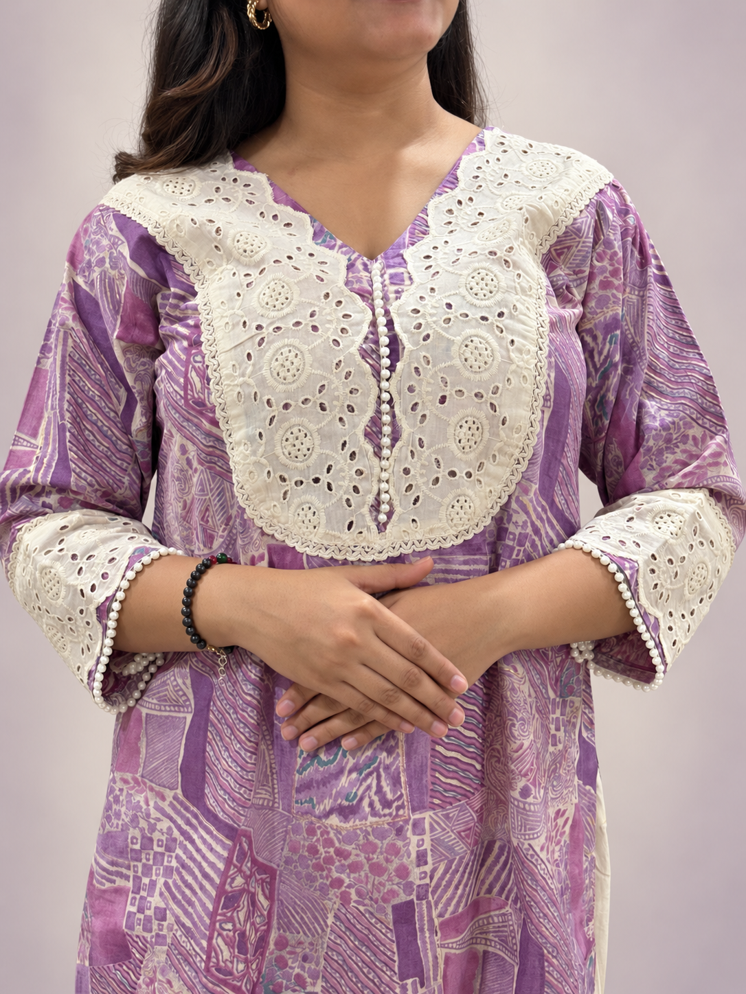 Lavanya – Lavender & White Cutwork Co-ord Set