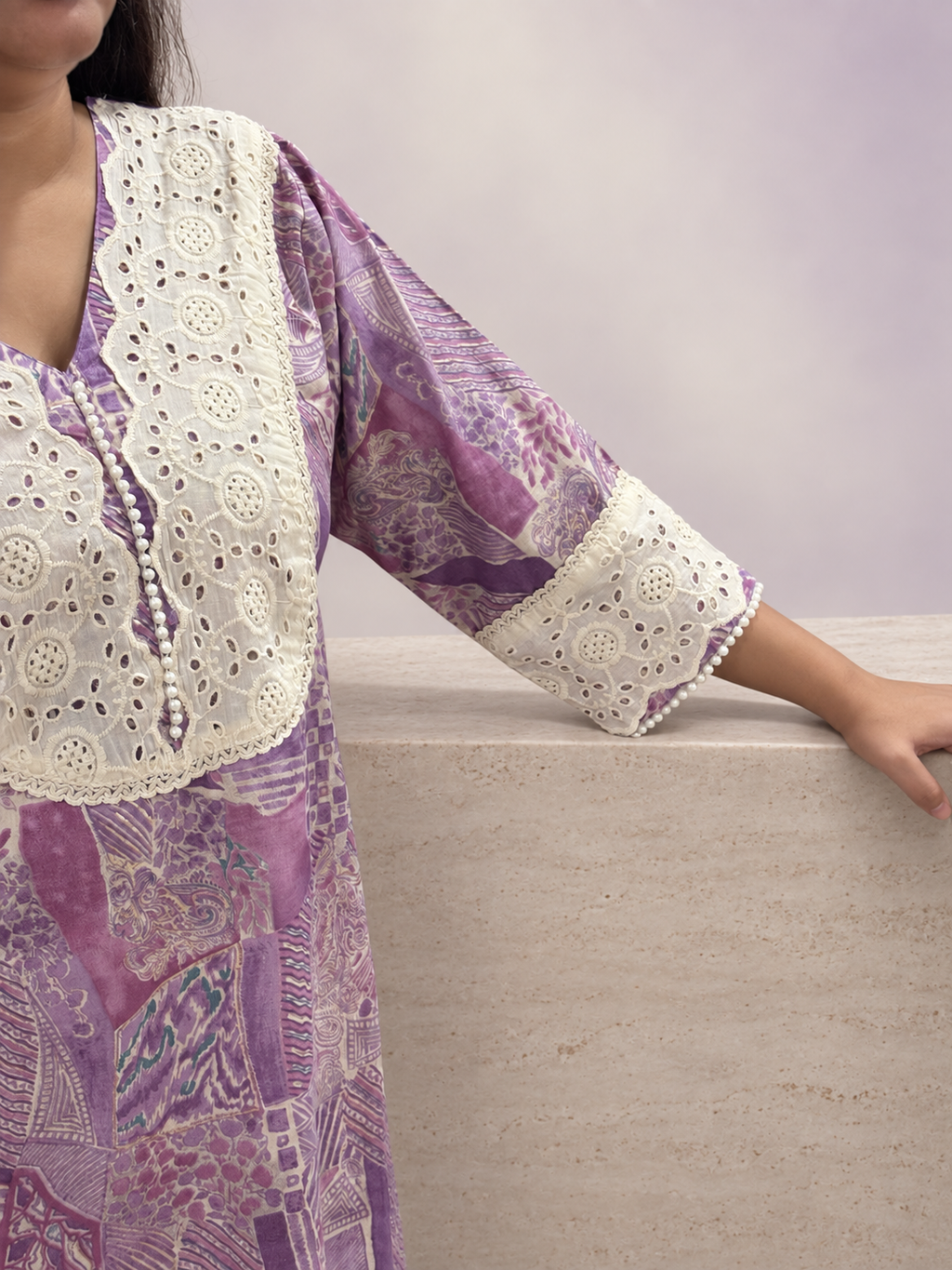 Lavanya – Lavender & White Cutwork Co-ord Set