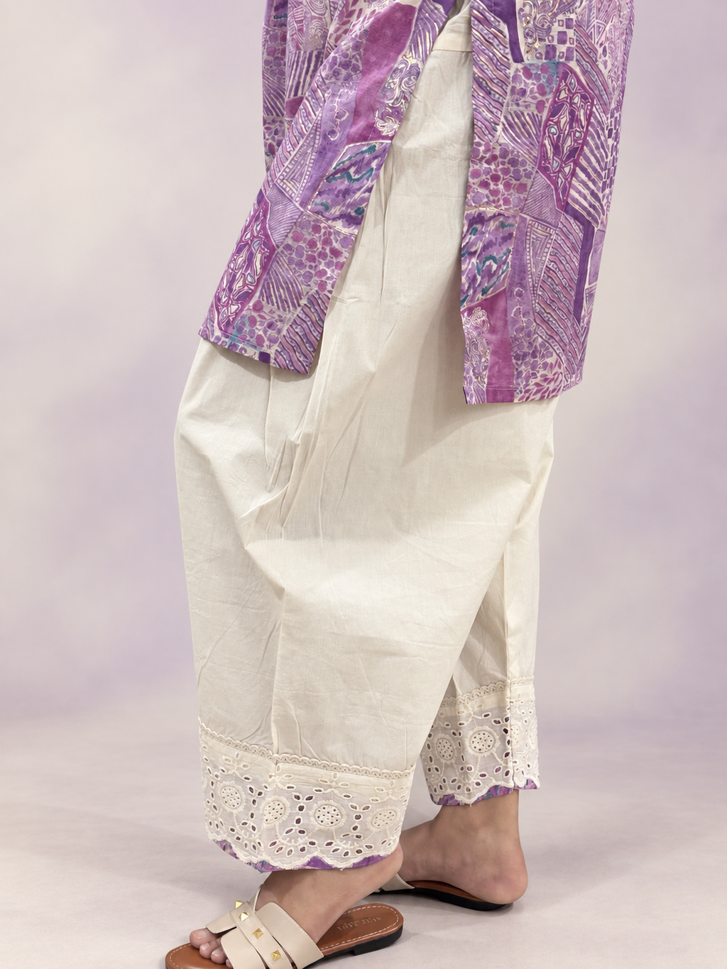 Lavanya – Lavender & White Cutwork Co-ord Set