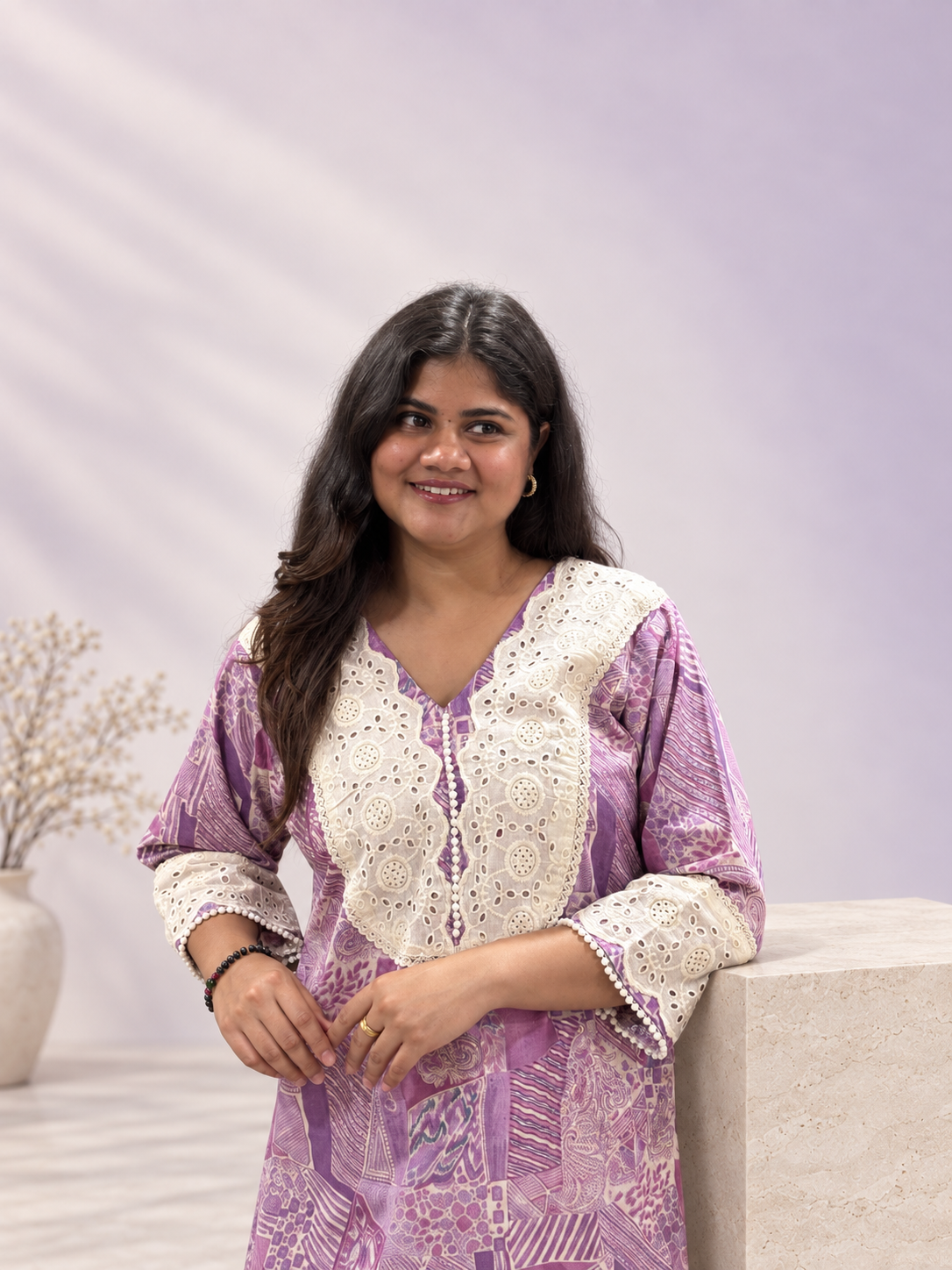 Lavanya – Lavender & White Cutwork Co-ord Set