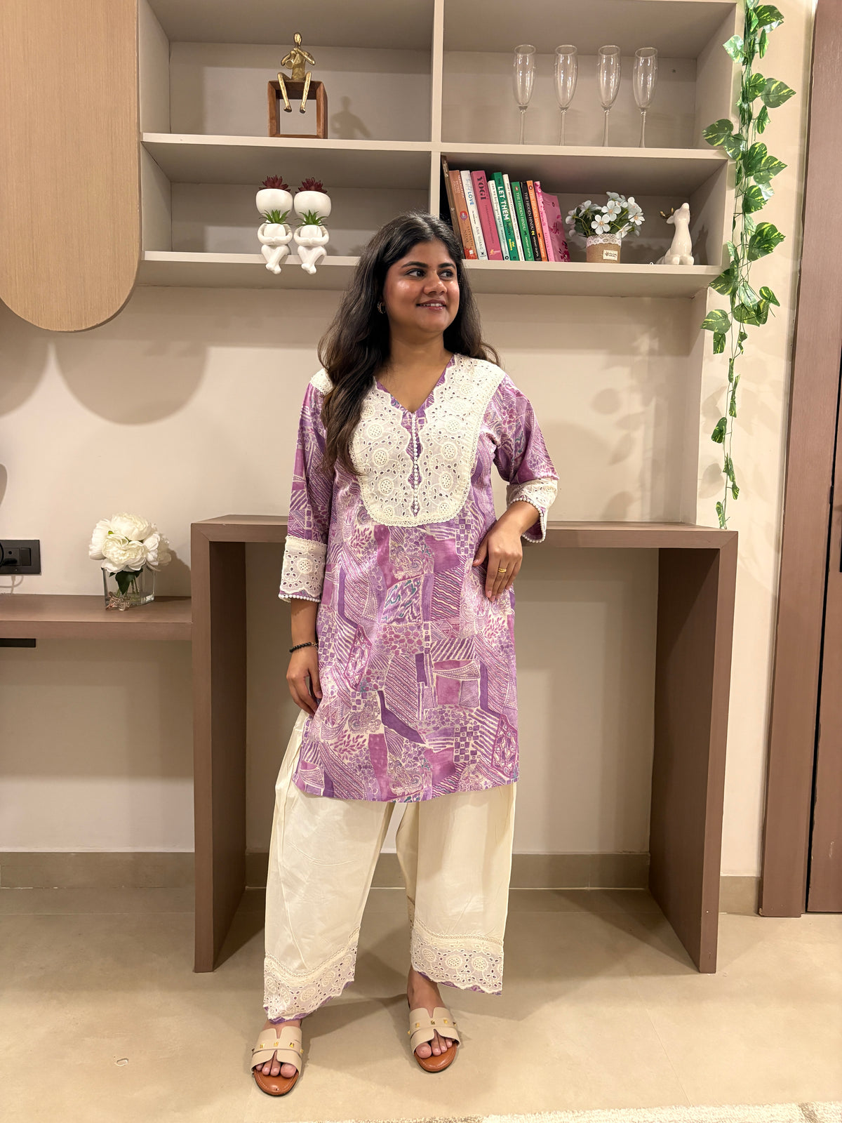 Lavanya – Lavender & White Cutwork Co-ord Set