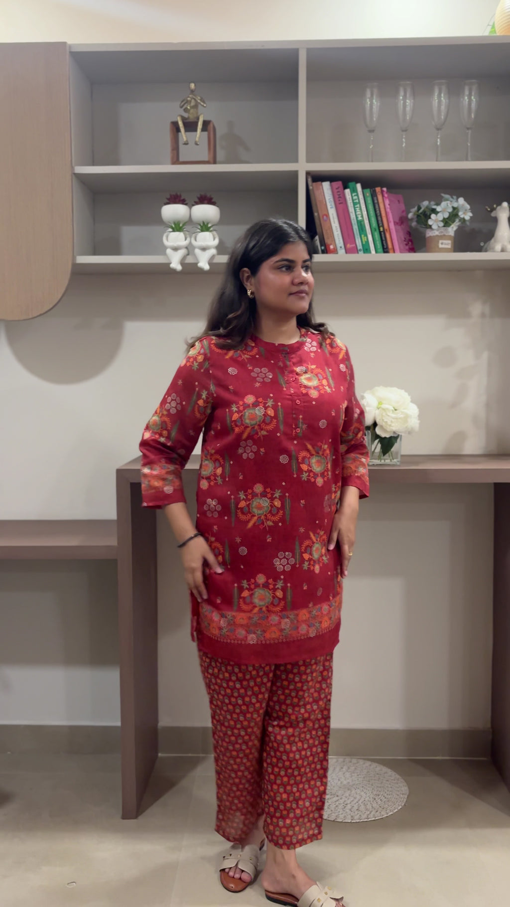Rangoli – Rust Red Ethnic Printed Co-ord Set