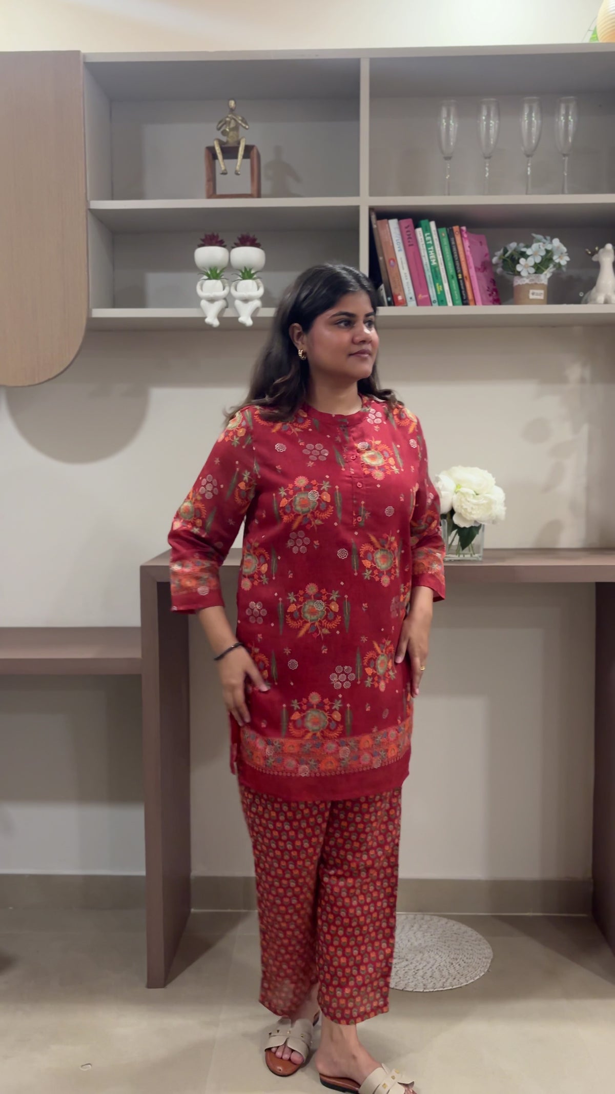 Rangoli – Rust Red Ethnic Printed Co-ord Set