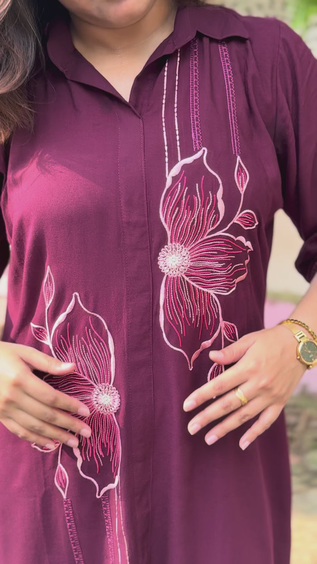 Noor – Wine Floral Embroidered Cotton Co-ord Set