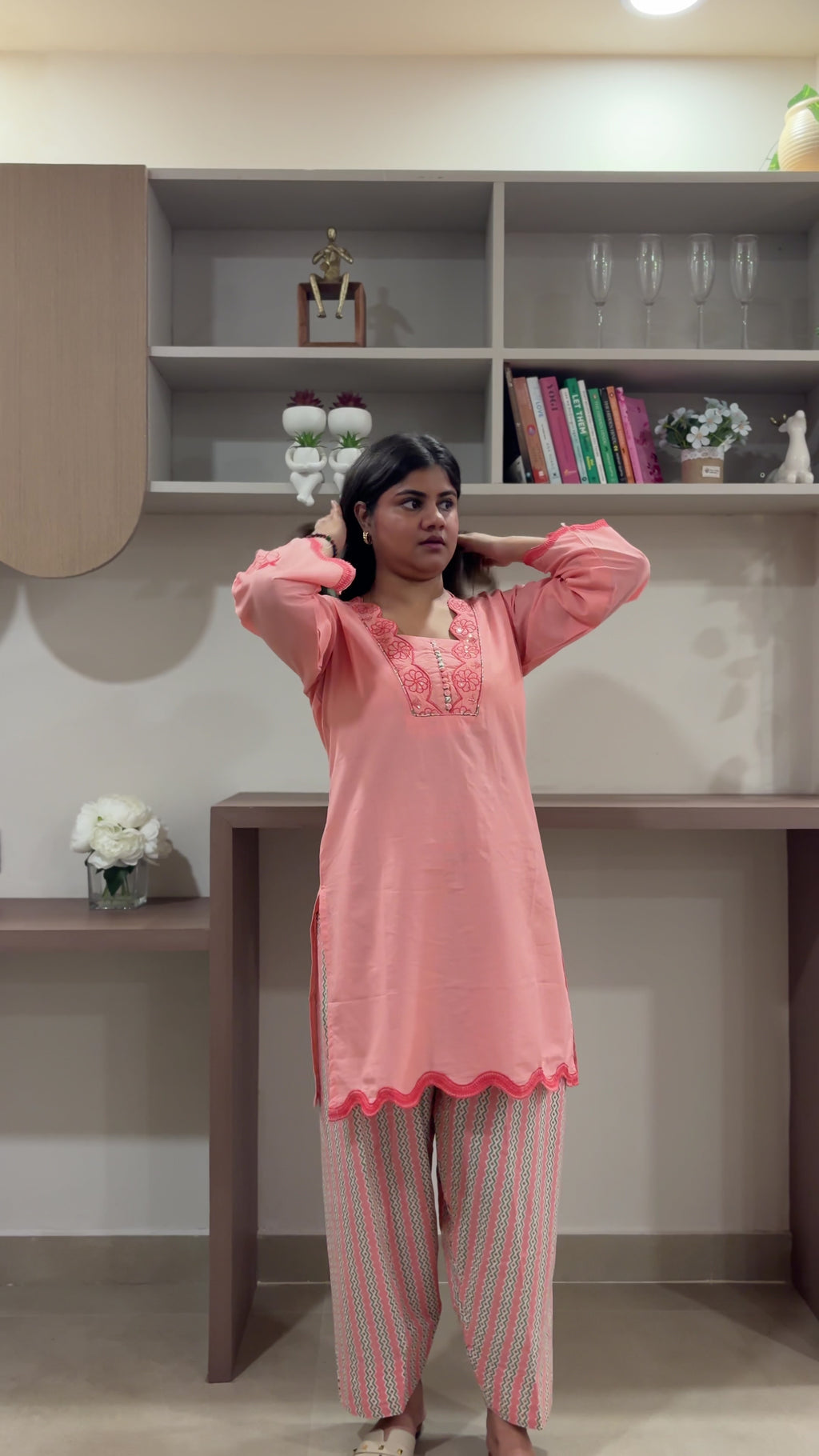 Gul – Peach Floral Embroidered Co-ord Set